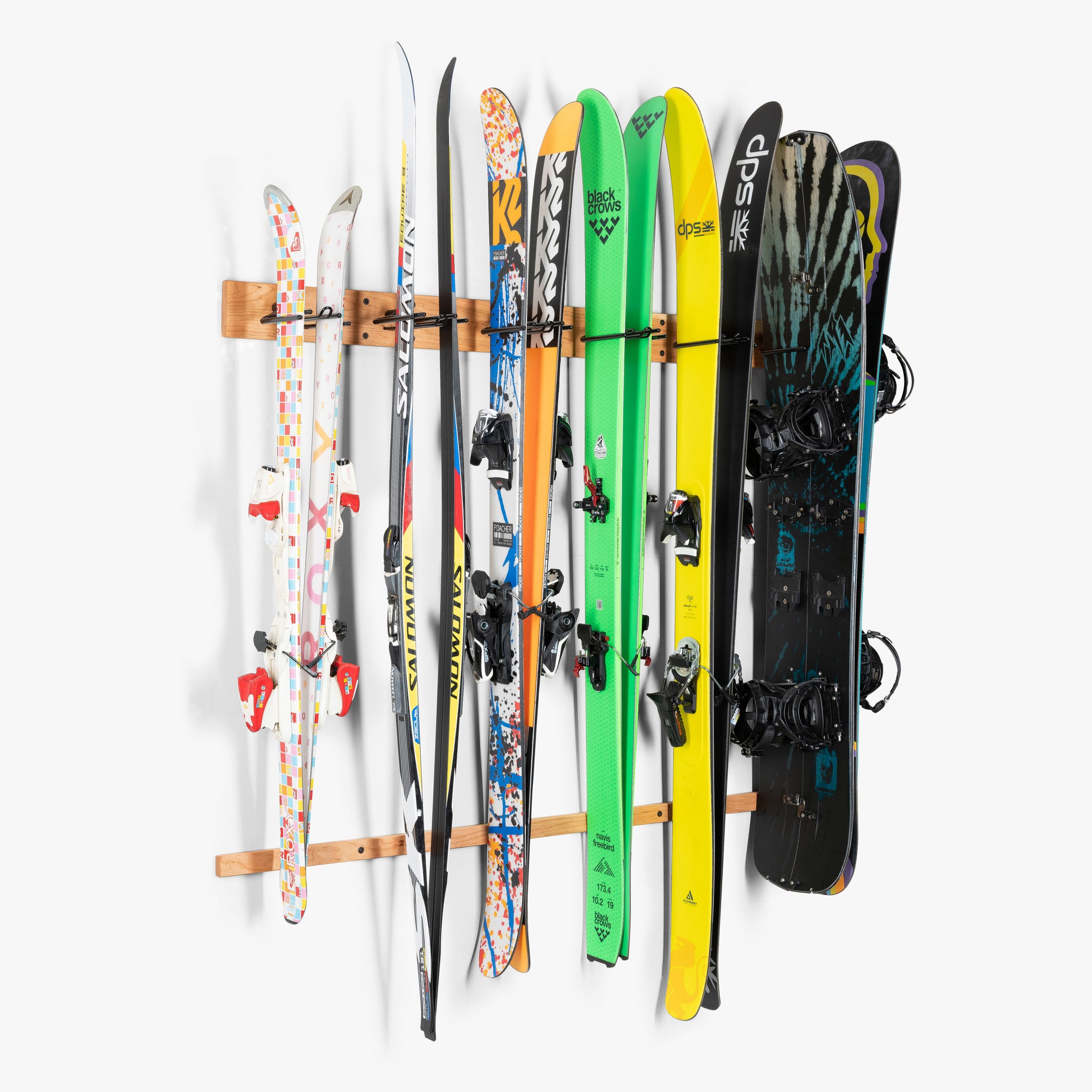 Ski Riser Rocker Premium Ski & Snowboard Wall Storage Six Pack-Rocker Ski Rack